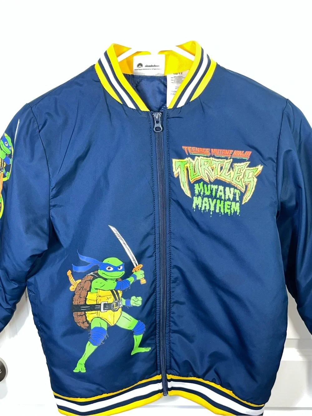 TMNT Mutant Mayhem Boys 10/12 Bomber Varsity Jacket Ninja Turtles